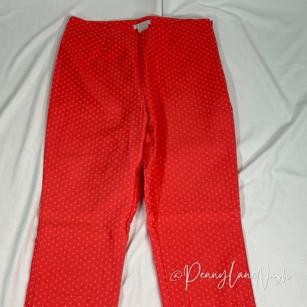 Eric Stella Mid-Rise Side Zipper Dotted Pants Size 6 Coral - Picture 2 of 15